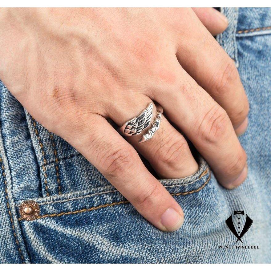 絶品 羽 ユニセックス アクセサリー リング 指輪 シルバー シンプル フリーサイズ 通販 羽 ユニセックス アクセサリー リング 指輪 シルバー シンプル フリーサイズ
