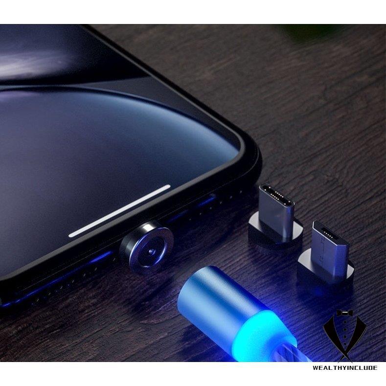 充電ケーブル マグネット式 磁石式 光るケーブル 長さ2m 3in1 MicroUSB Android type-c Apple iPhone スマホ｜wealthyinclude｜02