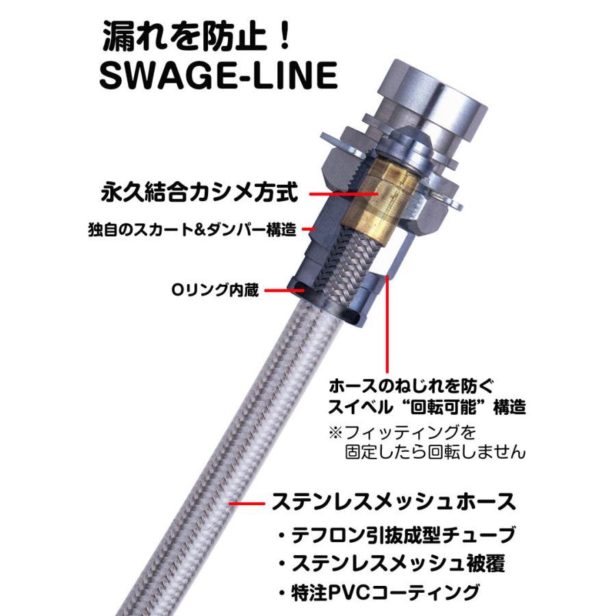 SwageLine ブレーキホース ブラック ステンレスエンド アルファード 2.4 ANH20W ANH25W 2008- 送料無料_2