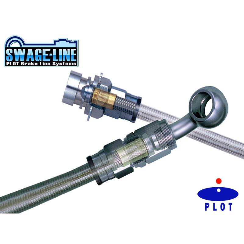 SwageLine ブレーキホース ブラック ステンレスエンド パジェロ ミニ H56A 1994/12〜1997/4 送料無料