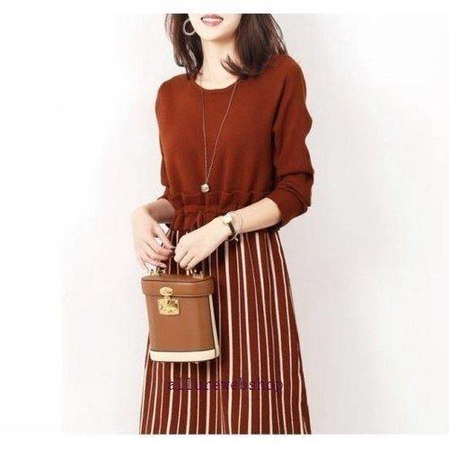 ドッキングワンピース 20代 30代 40代 50代 通勤 オフィス ひざ丈 ワンピース レディース ファッション きれいめ 上品 女性 秋 冬 春 ドッキング 4色 