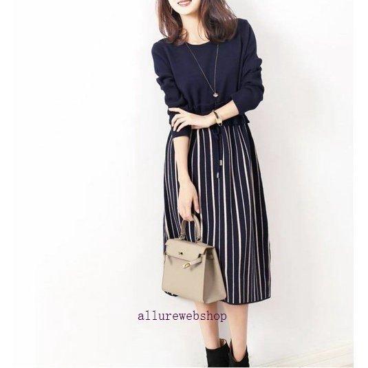 ドッキングワンピース 20代 30代 40代 50代 通勤 オフィス ひざ丈 ワンピース レディース ファッション きれいめ 上品 女性 秋 冬 春 ドッキング 4色 