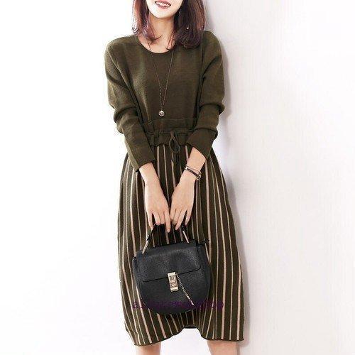 ドッキングワンピース 20代 30代 40代 50代 通勤 オフィス ひざ丈 ワンピース レディース ファッション きれいめ 上品 女性 秋 冬 春 ドッキング 4色 