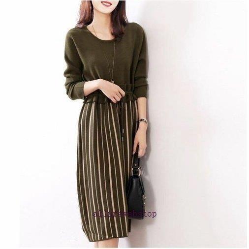 ドッキングワンピース 20代 30代 40代 50代 通勤 オフィス ひざ丈 ワンピース レディース ファッション きれいめ 上品 女性 秋 冬 春 ドッキング 4色 