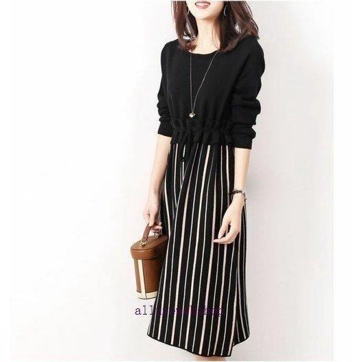 ドッキングワンピース 20代 30代 40代 50代 通勤 オフィス ひざ丈 ワンピース レディース ファッション きれいめ 上品 女性 秋 冬 春 ドッキング 4色 