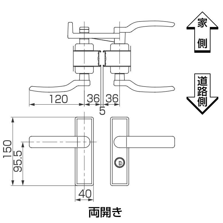 TOEX(リクシル) シリンダーRD錠 交換用門扉錠両開き用｜web-takigawa｜03