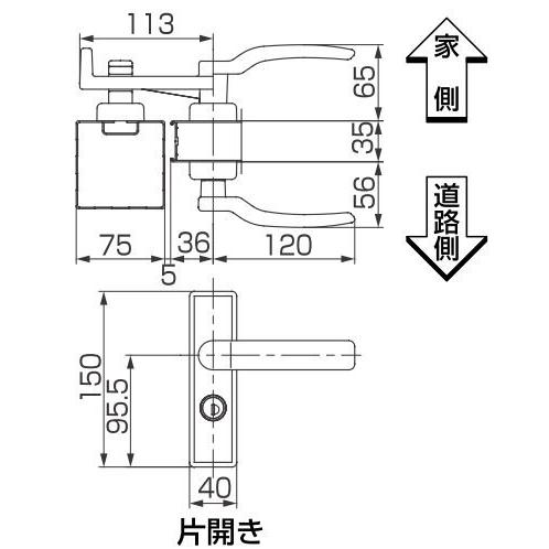 TOEX(リクシル) シリンダーRD錠 交換用門扉錠　片開き用　片錠｜web-takigawa｜03