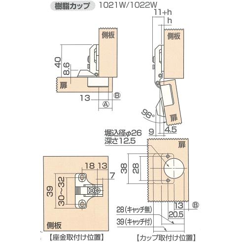 スライド蝶番 樹脂カップ 26ミリ全かぶせキャッチ付き 1個入り Diy Ai21w Webショップ Takigawa 通販 Yahoo ショッピング