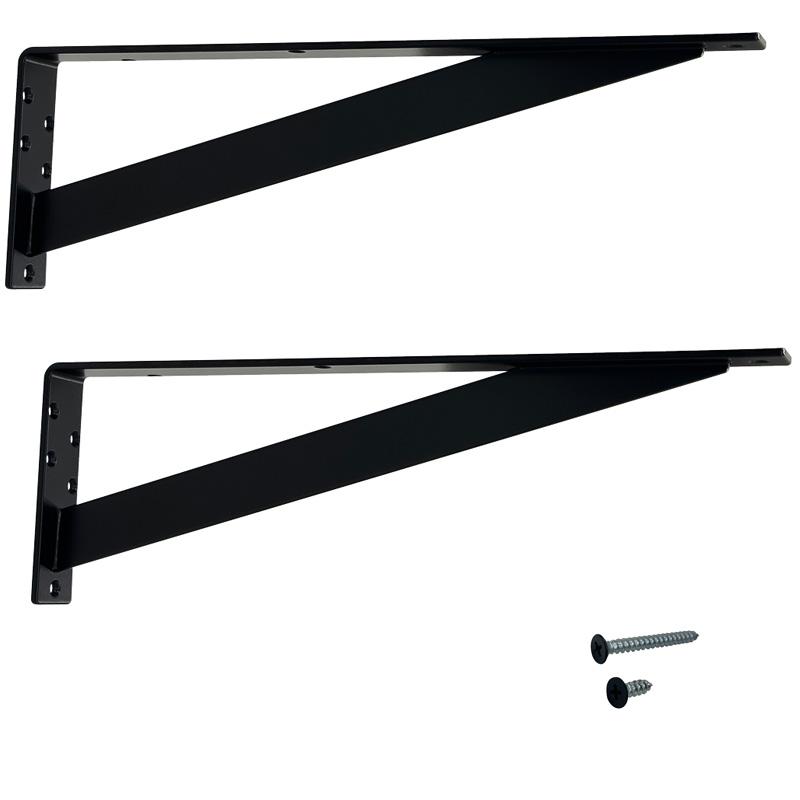 棚受け スリム カウンター ブラケット 400ミリ ブラック 2本 セット 棚