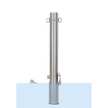 車止めポール帝金バリカーピラー型ステンレス製脱着式鍵付き101.6ミリ