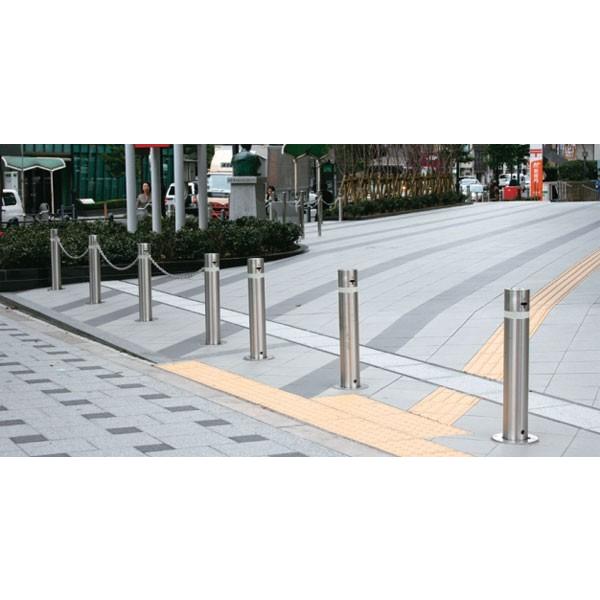 車止めポール帝金バリカー上下式ステンレス製バリアフリータイプクサリ