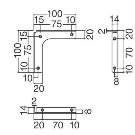 棚受け金具 コーナー棚受けV型 100X100 : webショップ TAKIGAWA - 通販