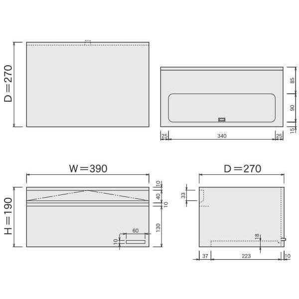 郵便受け箱(小型ポスト) 壁埋め込み/スタンドポール用 #602ブラック