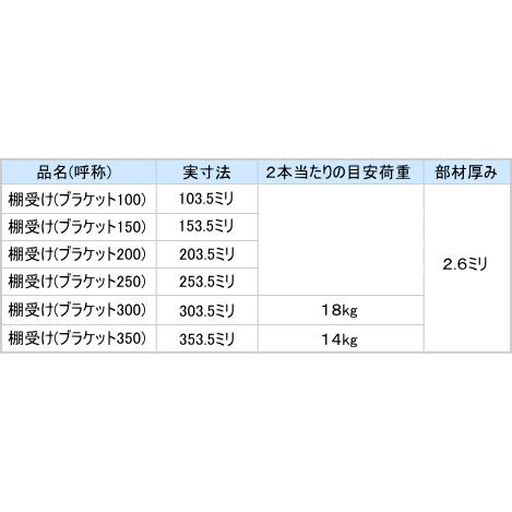 棚受け金具 木製棚用ブラケット中間部100ミリホワイト｜web-takigawa｜04