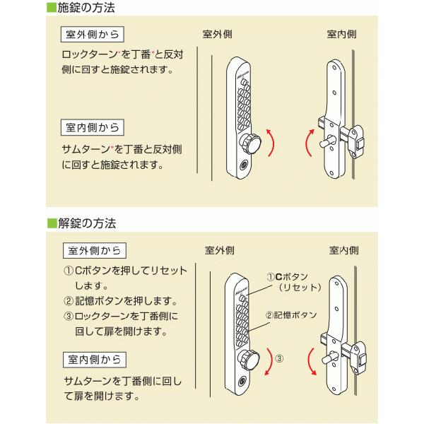 番号式補助(面付鎌錠) キーレスKEYLEX800引き戸鍵タイプ : webショップ 