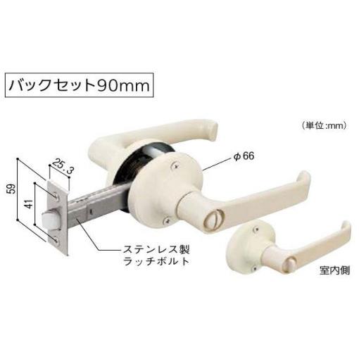 交換用 レバーハンドル 浴室用間仕切り鍵 バックセット90ミリ用 : web