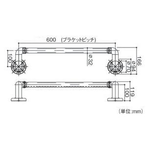 オフセット型手すり(ソフトアクア浴室用) 60cm : webショップ TAKIGAWA