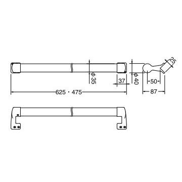 住宅用木製補助手すり 出隅二点手すり 62.5cm : webショップ TAKIGAWA 