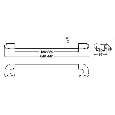 屋外対応補助手すり ステンレス出隅二点手すり 44cm : webショップ
