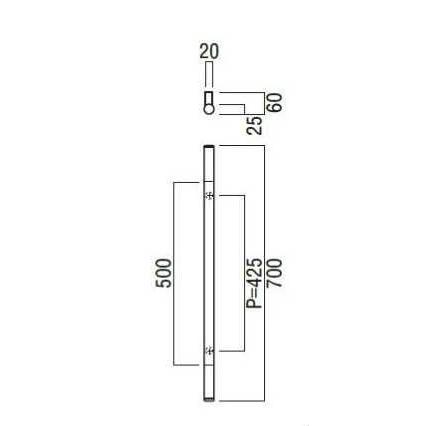 ユニオン　ドアハンドル　ユニウッド　グレー　ブラックペイント　アルミブラック　長さ700mm_1