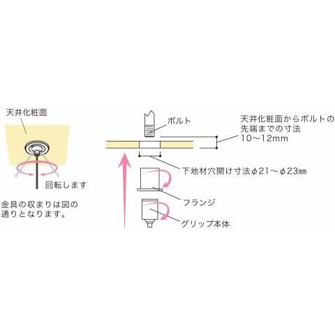 アラカワ ワイヤーシステム ボルトグリップBS-34 天井埋め込みタイプ 
