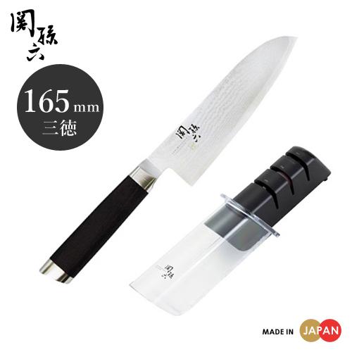 貝印 関孫六 セラミックシャープナー＆ダマスカス 三徳包丁 2点セット