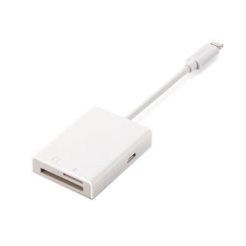 ポスト投函 エレコム ELECOM Lightningカードリーダー メモリーカードリーダー Lightningコネクタ SD+マイクロSD ホワイト MR-LC201WH