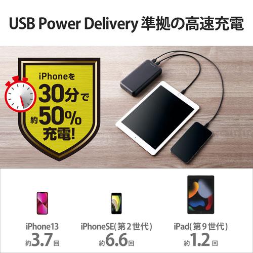 エレコム ELECOM モバイルバッテリー 20000mAh C+A 20W ブラック DE