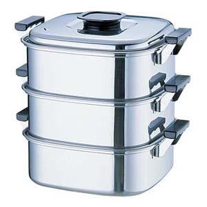 桃印18-0角型蒸器 29cm 3段 0472900 蒸し器 ステンレス IH対応 業務用