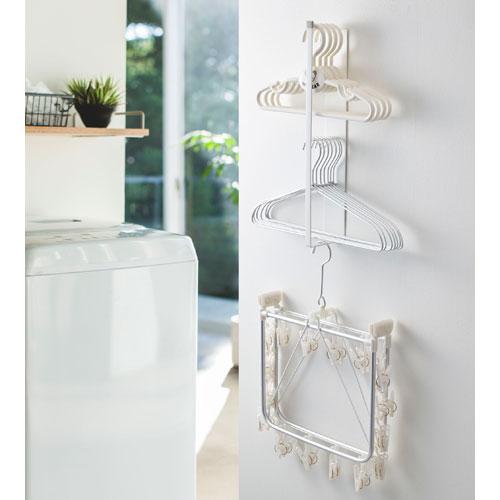 山崎実業 マグネット洗濯ハンガー収納ラック プレート Plate ホワイト