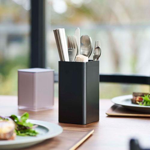 山崎実業 蓋付きカトラリースタンド タワー tower ブラック 5373