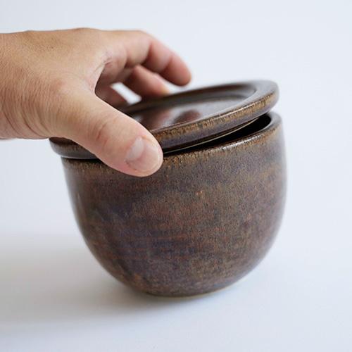 Hangout 信楽焼 おひつ 電子レンジ対応 セラミック ブラウン ご飯 保存