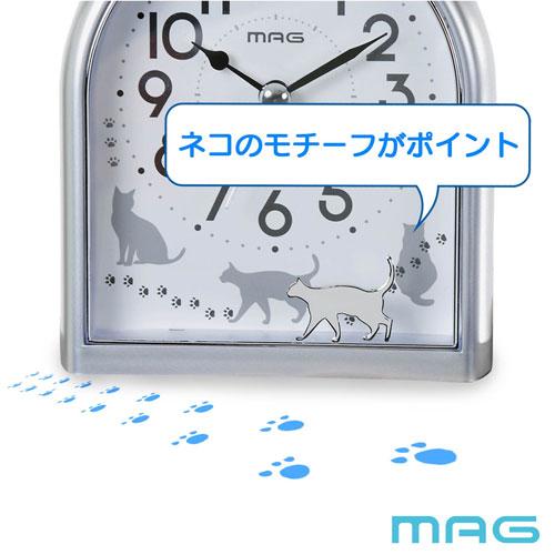 ノア精密 MAG マグ 目覚まし時計 シルバー 縦約12.8×横約11.0cm