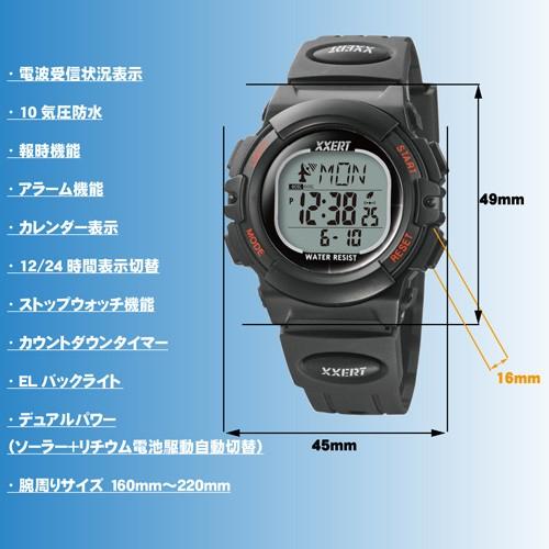 電波式ソーラー 腕時計 ノア XXERT ウォッチ ブラック XXW-500 BK｜webby｜02