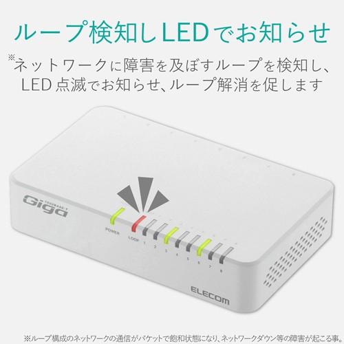 エレコム スイッチングハブ 1000BASE-T対応 8ポート プラスチック筐体 電源外付け 小型 EU RoHS指令準拠（10物質） ホワイト EHC-G08PA2-JW｜webby｜05