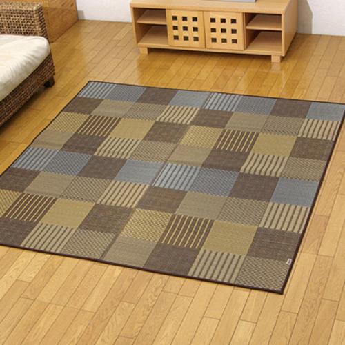 メーカー直送 イケヒコ 純国産 い草花ござ DX京刺子 ブラウン 江戸間