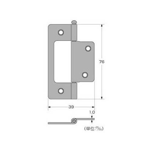 ハイロジック フラッシュ蝶番 76mm 黒 2枚入 P-664 71664 : webby shop