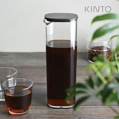 KINTO キントー OVA ウォーターカラフェ 1L ブラック ウォーターボトル 冷水筒 おしゃれ 食洗器対応 洗いやすい スリム 麦茶ポット 冷水ポット 水差し