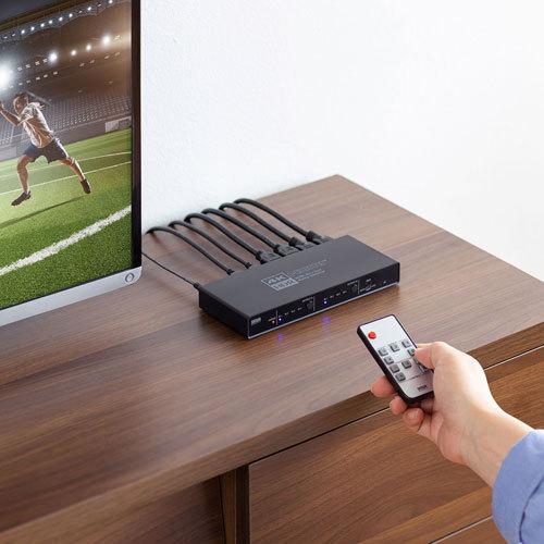 サンワサプライ 4K HDR 光デジタル出力付きHDMIマトリックス切替器 4