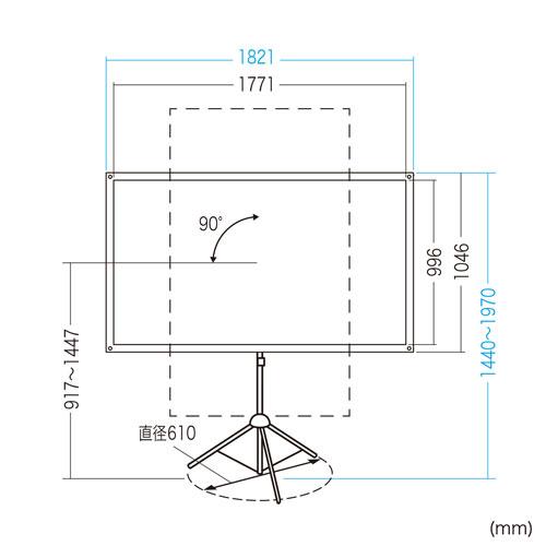 サンワサプライ プロジェクタースクリーン 80型 三脚式 コンパクト収納 360°回転 PRS-SX80HD_18