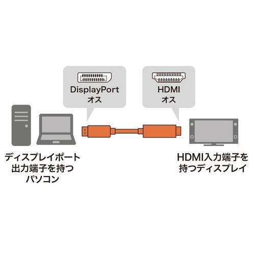 サンワサプライ DisplayPort-HDMI変換ケーブル 1m ブラック KC-DPHDA10｜webby｜02