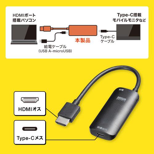 サンワサプライ HDMI-Type-C DP Altモード変換アダプタ 4K/60Hz AD