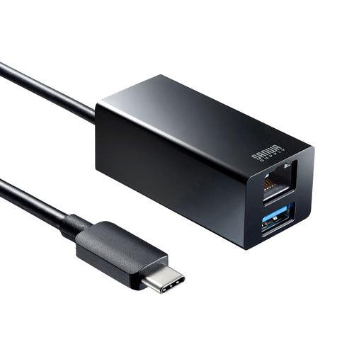 サンワサプライ USB Type-Cハブ付き ギガビットLANアダプタ USB-3TCH33BK｜webby