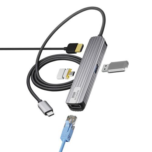 サンワサプライ USB Type-Cマルチ変換アダプタ HDMI+LAN付 1m USB-3TCHLP7S-1｜webby｜12