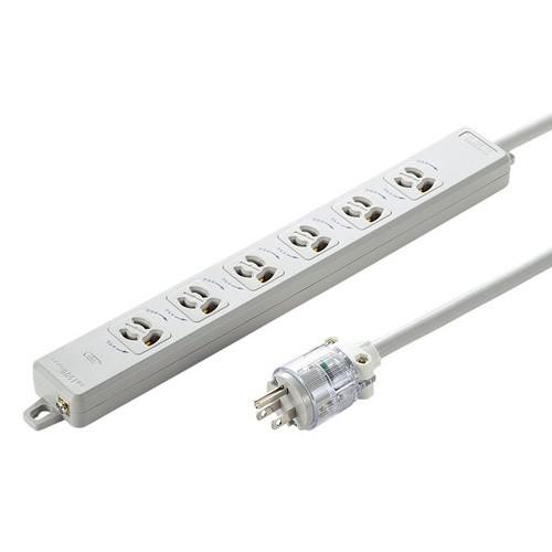 サンワサプライ 医用接地プラグ付き電源タップ 3P 6個口 グレー 1m TAP-HPM6-1W