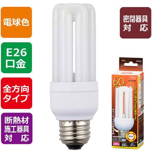 オーム電機 LED電球 D形 E26 60形相当 6.7W 836lm 電球色 全方向タイプ