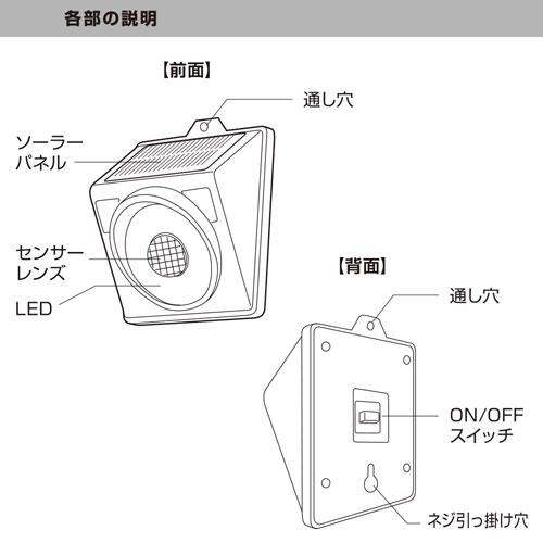 オーム電機 センサーウォールライト ソーラー 200ルーメン 昼光色 LT-SSL20DW3｜webby｜03