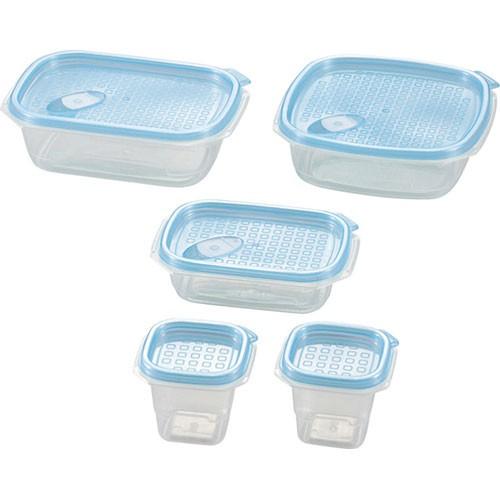 クリアブルーコンテナ ワンタッチ 5pcs Cb 5pc タッパー かわいい 保存 容器 5点セット Webby Shop 通販 Yahoo ショッピング