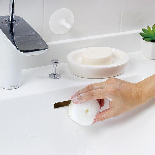 マーナ 洗面スポンジ POCO吸盤付き ホワイト W615W : webby shop