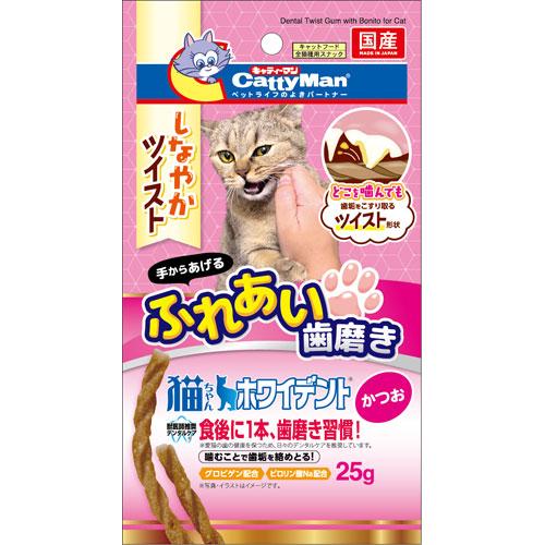 ドギーマンハヤシ 猫ちゃんホワイデント しなやかツイスト かつお 25g